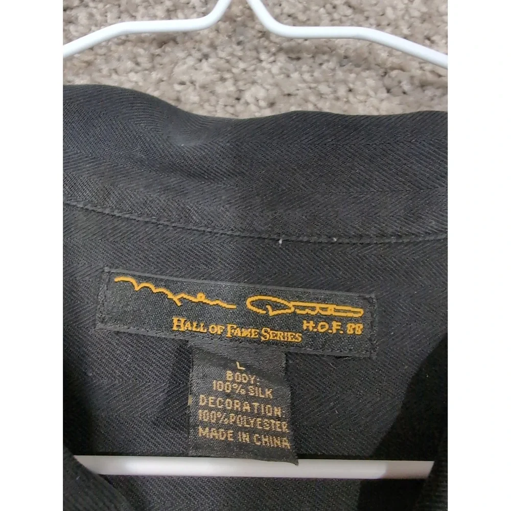 Mike Ditka Hall of Fame Series Mens L‎ Black 100% Silk Embroidered Martini Shirt